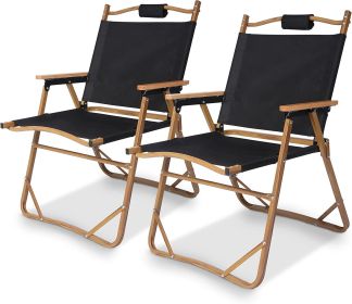 Set of 2 Outdoor Wood Grain Camping Chair