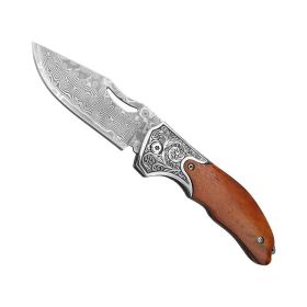 7" Forged VG10 Damascus Steel Folding Knife with Wood Handle