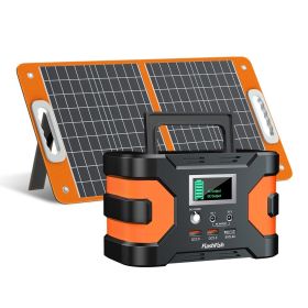 200W Peak Power Station With 60W 18V Portable Solar Panel, FLASHFISH Foldable Solar Charger