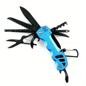 16-in-1 Multifunctional Pocket Knife Set with Keychain Holder (Color: Blue)