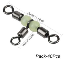 10/20/30/40pcs Cross Line Rolling Swivel With Pearl Luminous Beads; 3 Way (size: 40pcs)