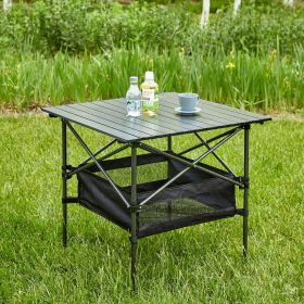 Lightweight Aluminum Roll-up Square Table (Color: as Pic)