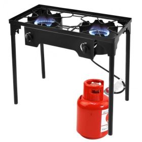 150000 BTU Double Burner Outdoor Stove (Color: black)