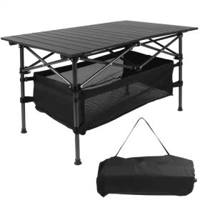 1 Piece Aluminum Roll-up Table with Carrying Bag (Colour: Black)