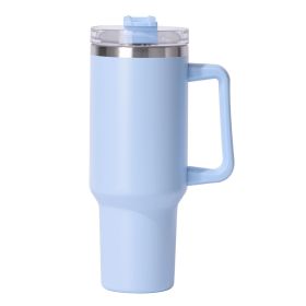 40oz large capacity tumbler, With Handle And Straw Lid (Color: Sky Blue)