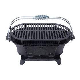 Portable Cast Iron BBQ Grill with Grate (Type: Style B, Color: black)