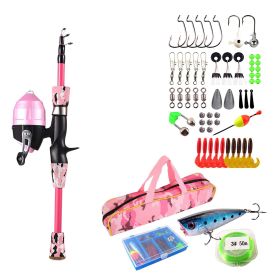 Kids Fishing Pole Set with Lures (Pole Length: 1.2m/4ft, Color: Pink)