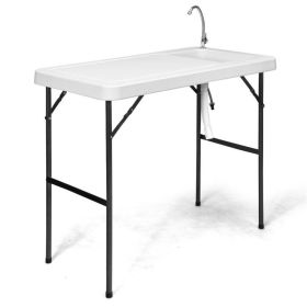 Folding Portable Fish Cleaning Table (Color: White)